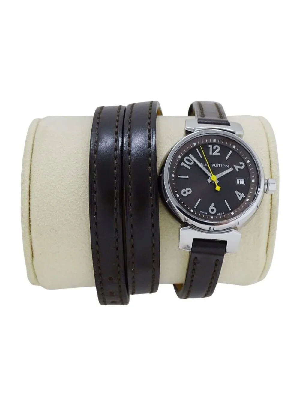 Louis Vuitton Watch Tambour Triple Coiled Date Quartz Stainless Steel Leather